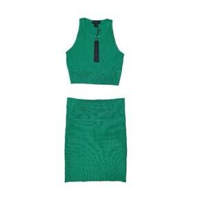 NWT! House of Harlow 1960 Green Ribbed Bodycon Top/Skirt Set - Size Medium